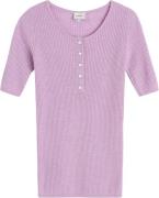 HERSKIND Agnes Knit Blouse Kvinde Pink Kortærmet Strik Str L - Merino ...