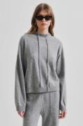 Second Female Lounge Knit Hoodie Kvinde Grey Melange Sweaters Str L - ...