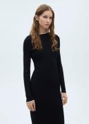 MANGO Contrast Ribbed Knit Dress Kvinde Black Maxi Kjoler Str L - hos ...