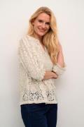 Cream Crkaspis Lace Blouse Kvinde Ancient Scroll Kortærmede Bluser Str...