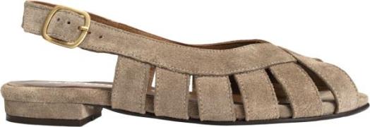 Anonymous Copenhagen Sophie 20 Calf Suede Kvinde Mushroom Flade Sandal...