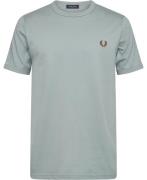 Fred Perry M3519 Mand Silver Blue Kortærmede T-shirts Str L - Bomuld h...