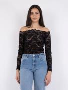 Neo Noir Casadi Lace Flower Blouse Kvinde Black Langærmede Bluser Str ...