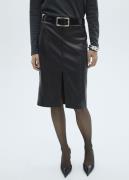 MANGO Fauxleather Pencil Skirt Kvinde Black Midi Nederdele Str 36 - Læ...