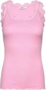 Rosemunde Silk top w/ Lace Kvinde Prism Pink Toppe Str L - hos Magasin