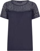 Rosemunde Rwbiarritz Lace SS Tshirt Kvinde Blå Kortærmede T-shirts Str...