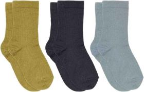 mpKids Cotton Rib Socks 3-pack Str 25/28 - Navy Strømper hos Magasin