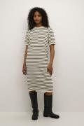 Kaffe Kajordie Knit Dress Kvinde Turtledove / Black Stripe Midi Kjoler...