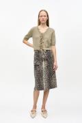 Ganni Cotton Tweed Midi Skirt Kvinde Leopard Midi Nederdele Str 40 - h...