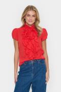 Saint Tropez Tillisz SS Shirt Kvinde Flame Scarlet Skjorter Regular Fi...