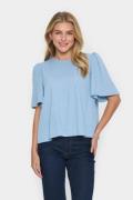 Saint Tropez Jarliensz Blouse Kvinde Airy Blue Kortærmede Bluser Loose...