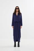 Rabens Saloner Solid Wrap Over Dress L/S Kvinde Navy Blue Maxi Kjoler ...